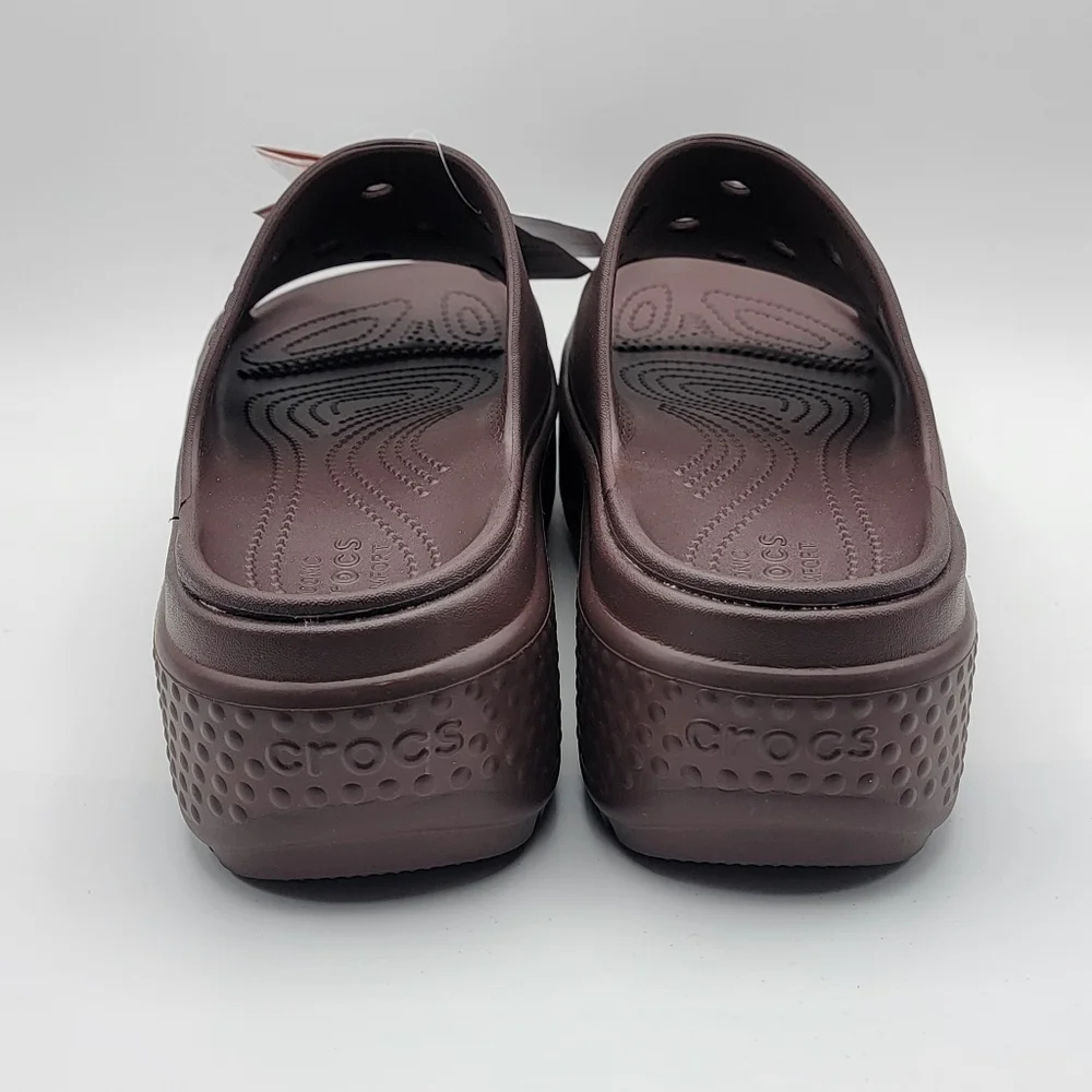 NWT!!‎ Brown Crocs Platform Slides SIZE 11-W; 9-M. #1446